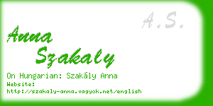 anna szakaly business card